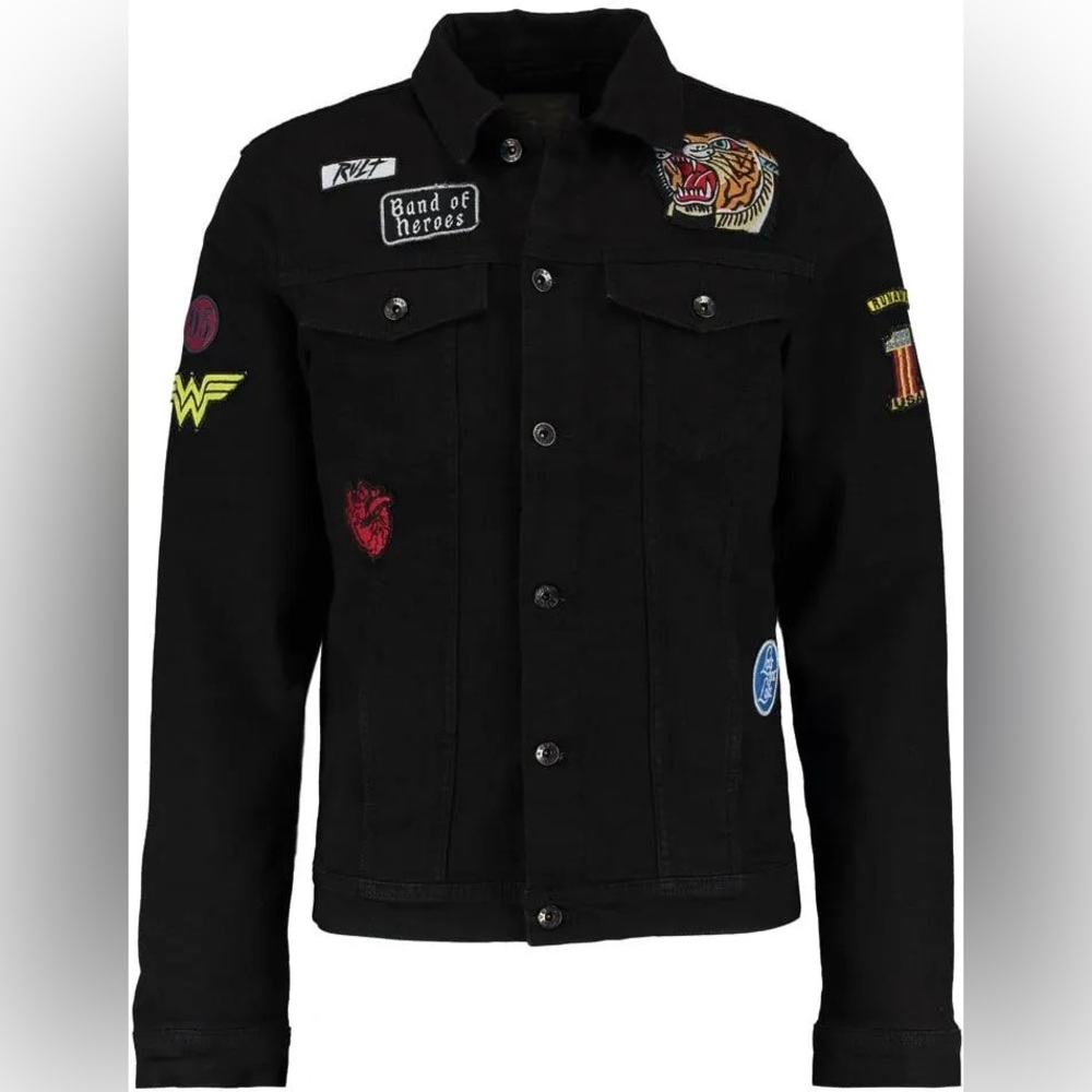 RVLT Revolution Denmark Denim Patched Trucker Jacket - Black